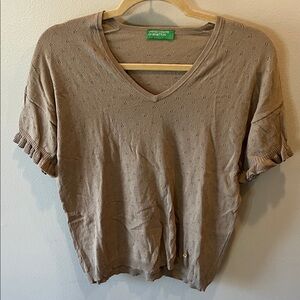 United Colors of Benetton Women's Short Sleeve Top - Tan